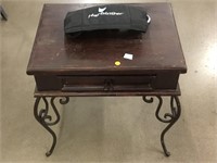Metal and Wood Side Table with drawer and more