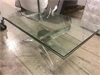 Lucite Modern Base  Glass Top Coffee Table -
