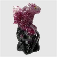 Natural Hand Carved Ruby/Sapphire Dragon