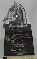 JG Durand Crystal Horse Head on Marble Trophy