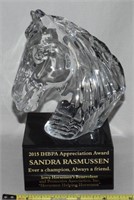 Waterford Crystal Horse Head on Marble Trophy