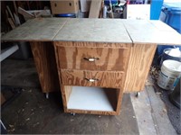 Wooden 2-Drawer Rolling Cabinet w/ Lower Shelf