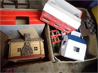 (2) Boxes w/ Wooden Buildings