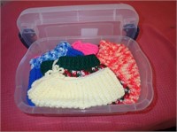 Tote w/ Lid + Crocheted Slippers