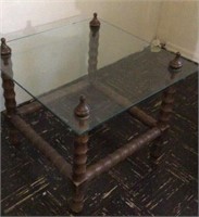 Wood Spindle & Glass Table