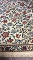 Cream Floral Rug with Fringe 88 x 63