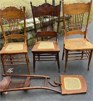 Pressed back Oak Chairs