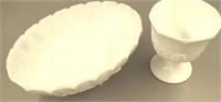 Westmoreland Milk Glass Fruit Bowl and Vase