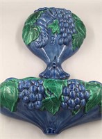 Vintage Ceramic Arneis Blue Lavaboo with Grapes
