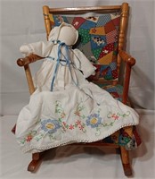 Child's Padded Rocking Chair, Pillowcase Dolly