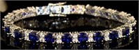 Elegant 28.78 ct  Cushion Cut Sapphire Bracelet