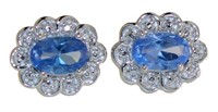 Oval 1.30 ct Blue Spinel Designer Earrings