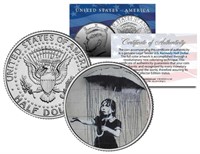 Banksy Umbrella Girl JFK Coin