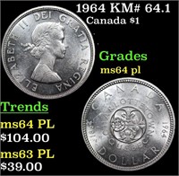 1964 Canada Dollar KM# 64.1 1 Grades Choice Unc PL