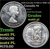 1958 Canada $1 Silver Canada Dollar KM# 55 1 Grade