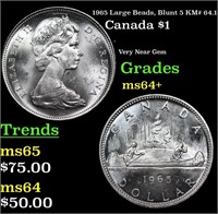 1965 Large Beads, Blunt 5 Canada Dollar KM# 64.1 1