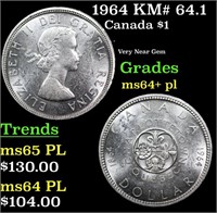 1964 Canada Dollar KM# 64.1 1 Grades Choice Unc+ P