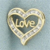 Diamond "Love" Heart Pendant in 10k Yellow Gold