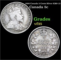 1906 Canada 5 Cents Silver KM# 13 Grades vf++