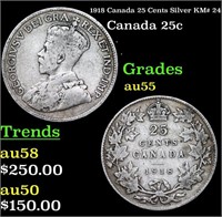 1918 Canada 25 Cents Silver KM# 24 Grades Choice A