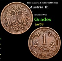 1903 Austria 1 Heller KM# 2800 Grades Choice AU/BU