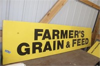 Metal Farmers' Grain and Feed Sign  22.5" x 95"