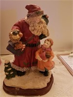 Vintage Hand painted Santa Clause with wood base