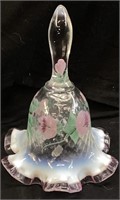 FENTON HAND DECORATED BELL, ARTIST SIGNED, 7’’ H