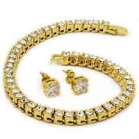 Fancy Stylish Gold Earing and Bracelet Set
