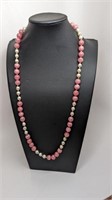 14k Gold Freshwater Pearl and Rose Quartz Necklace