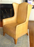 seagrass wingback chair woven leather seat B