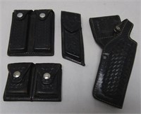 Bianchi .45 Leather Holster + Misc. Mag Carriers
