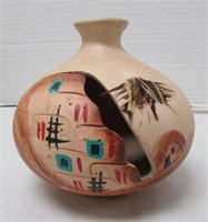 Hand Painted Native American Vase