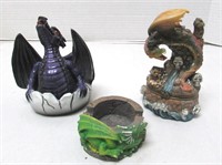 Dragon Figurines - Hatchling, Ashtray, & 1 More