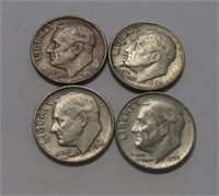 4 Roosevelt 90% Silver Dimes