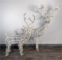 2 LIGHT UP WROUGHT IRON REINDEER LAWN ORNAMENTS