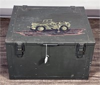 VINTAGE WOODEN JEEP UTILITY TOY BOX