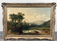 SIGNED W. WILLIAMS 1863 PLYMOUTH LANDSCAPE PAINTIN