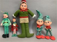 Vintage Felt Elves with Rubber Heads Ornaments