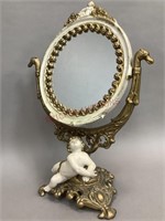 Cast Iron Tilting Vanity Mirror with Cherubs