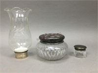 Dresser Jar with Sterling Lid, Candelabra Chimney