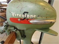Vintage Firestone 5 HP Outboard Motor on Stand