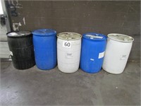 5- 55 Gallon Plastic Barrels