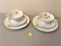 6 pc Tea Cup Set with Yellow Flower unmarked