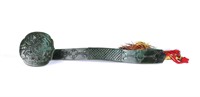 Chinese Carved Spinach Jade Ruyi Scepter