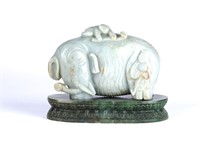 Chinese Carved Jade Figure of Elephant Group