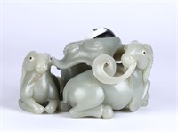 Chinese Carved Jade Figure of Goat Group