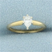 Pear Diamond Solitaire Engagement Ring in 14k Yell