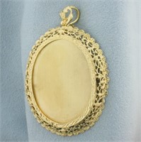 Engravable Gold Oval Medallion Pendant in 18k Yell