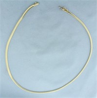 Italian 16 Inch Omega Link Necklace in 14k Yellow